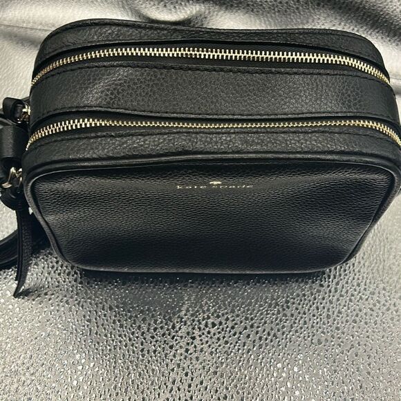 Kate Spade Pyper Mulberry Street Crossbody Bag Black Pebbled Leather Double Zip - Picture 3 of 10